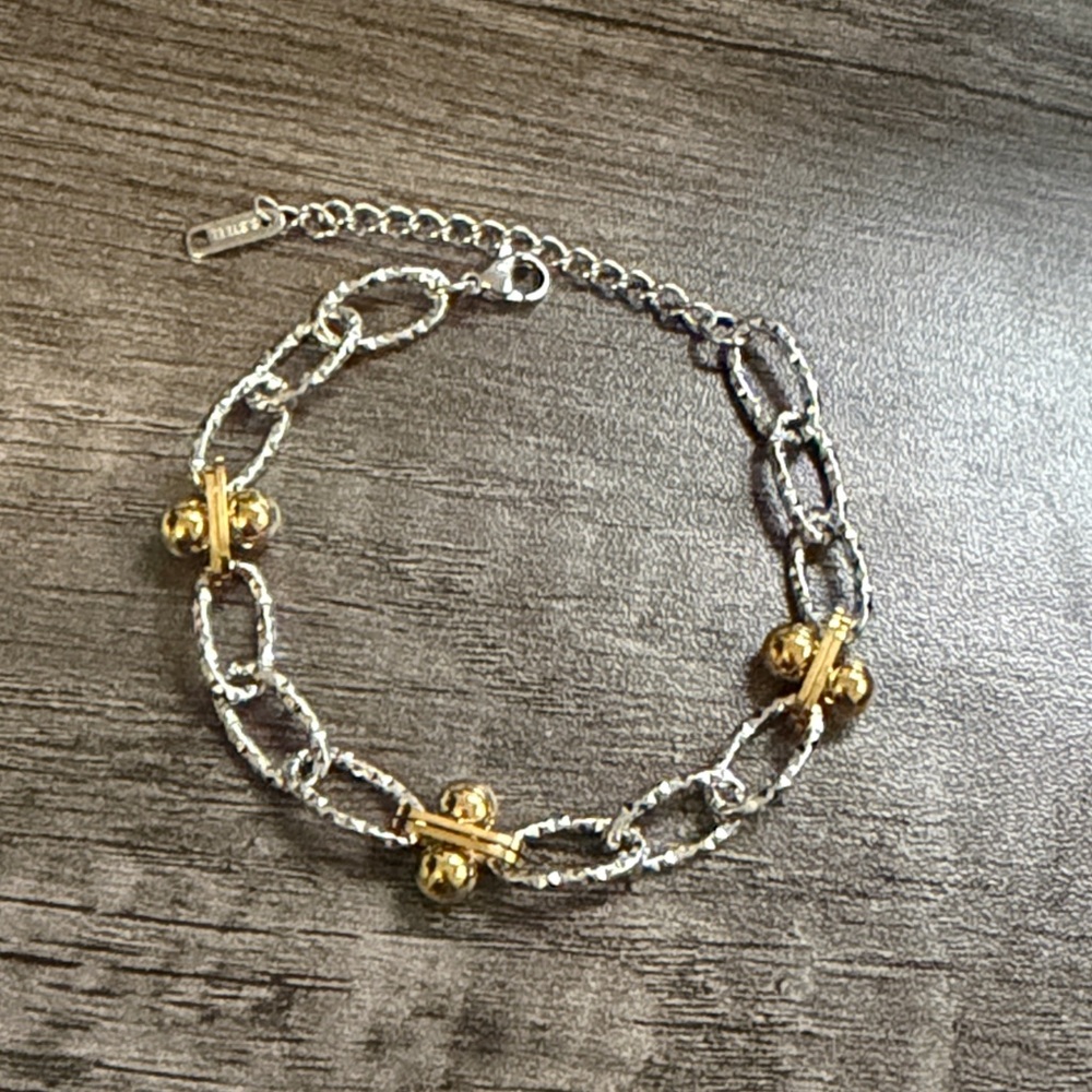 Stainless Steel 2 Toned Link Bracelet - Picture 3 of 3